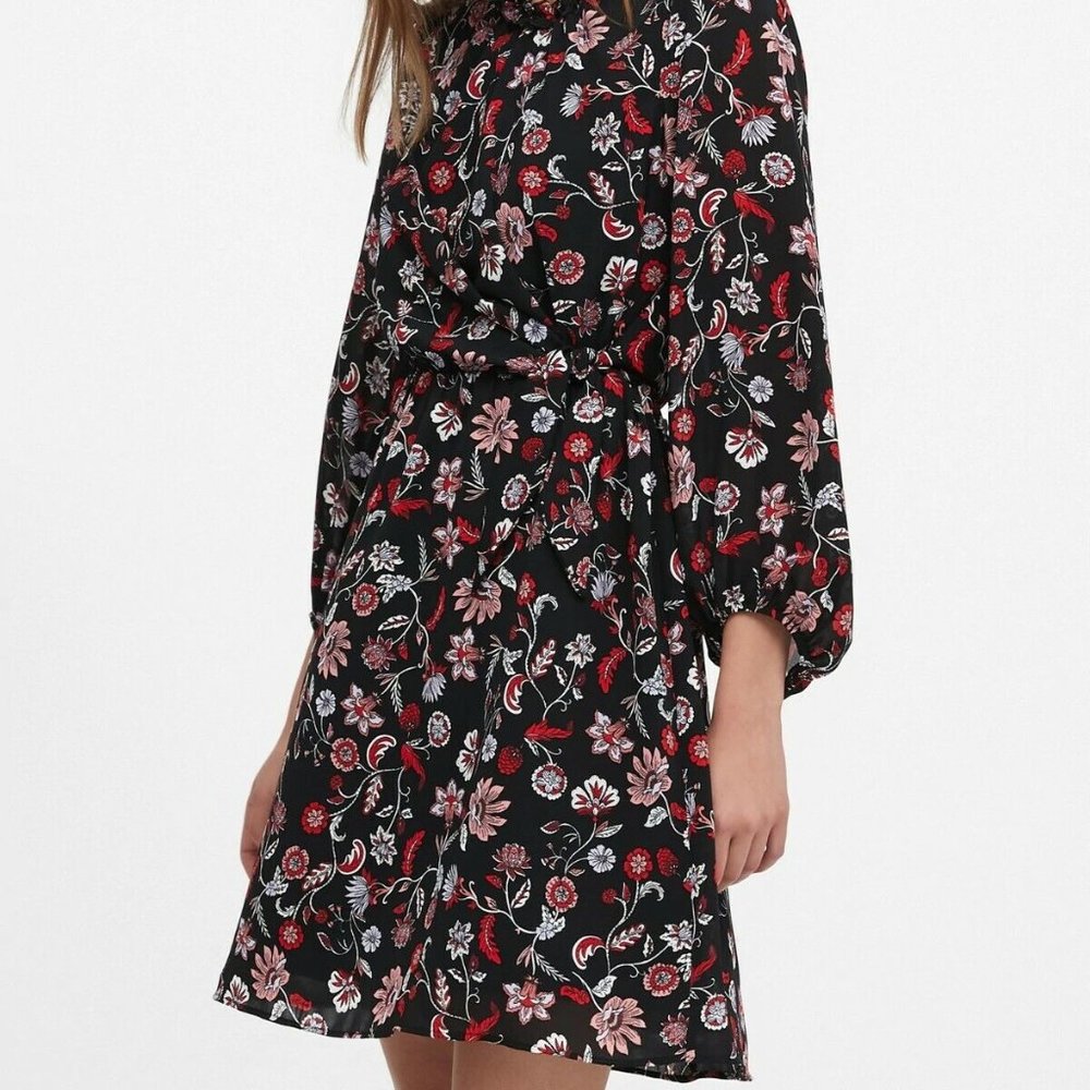 Banana Republic Print Tie-Waist Mini Dress